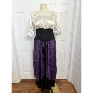 Le Metal Lip Service Womens Cream Purple Renaissance Corset Dress Size 1 1X